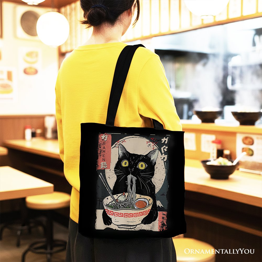 Kawaii Anime Cat Ramen and Canvas Tote Bag