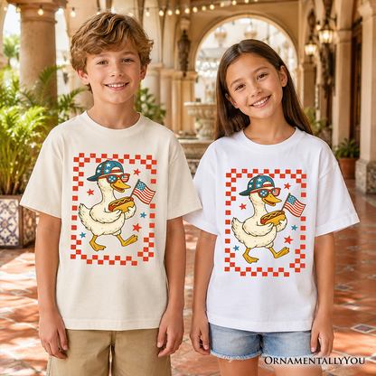 Kids Patriotic Duck Tee For The Fourth Of July