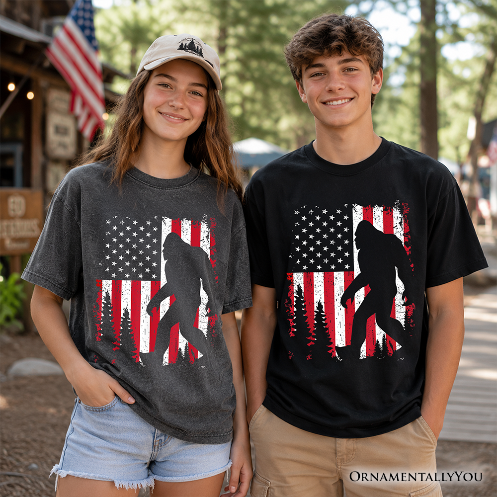 Youth Bigfoot and the American Flag Cotton Tee
