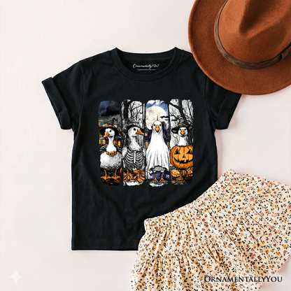 Youth Halloween Goose Print for Fall Cotton Tee