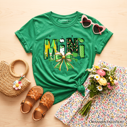Kids Lucky Clover Tee and Bow for St Patricks Day