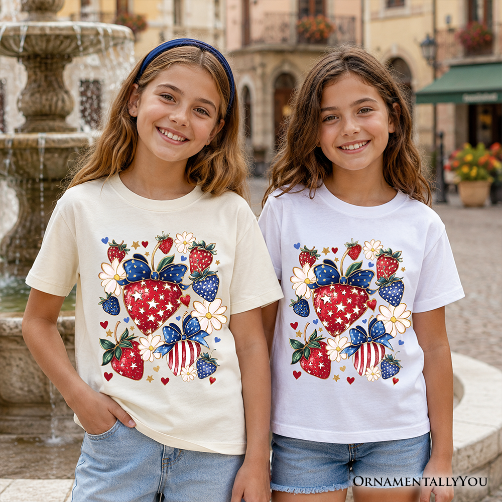 Kids Patriotic Strawberry Patch Tee and Gift