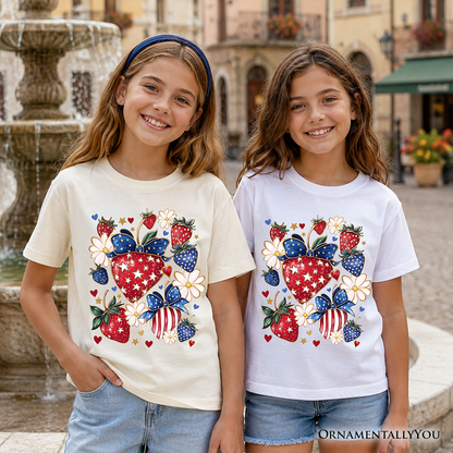 Kids Patriotic Strawberry Patch Tee and Gift