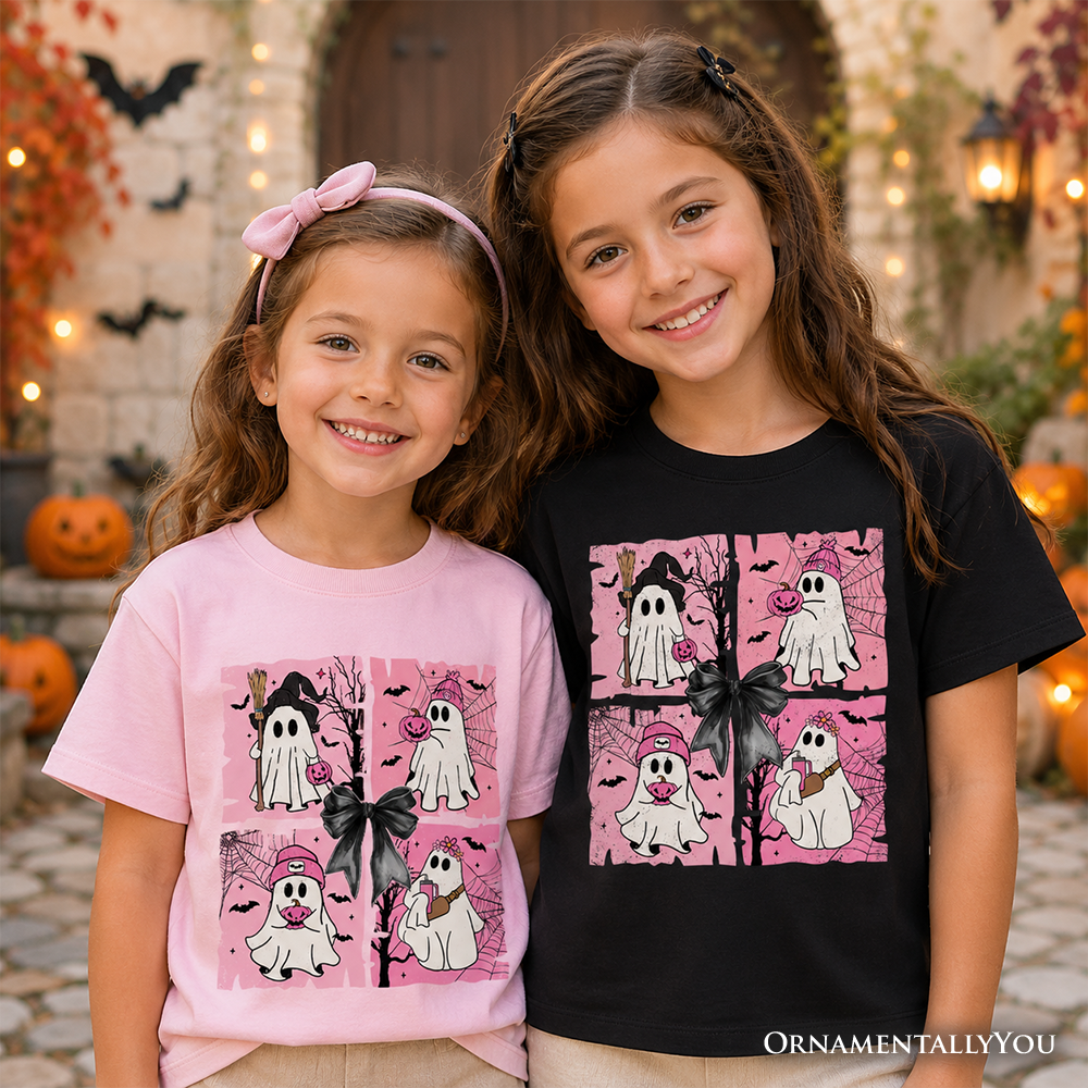 Pink Halloween Ghost Tee And Shirt For Kids