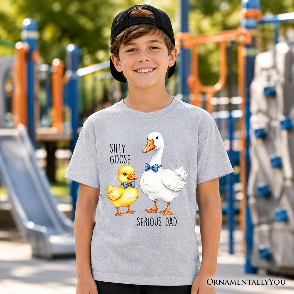 Cute Kids Silly Goose and Serious Dad Tie Shirt