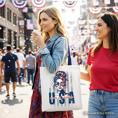 Made in America Messy Bun Patriotic Tote Bag