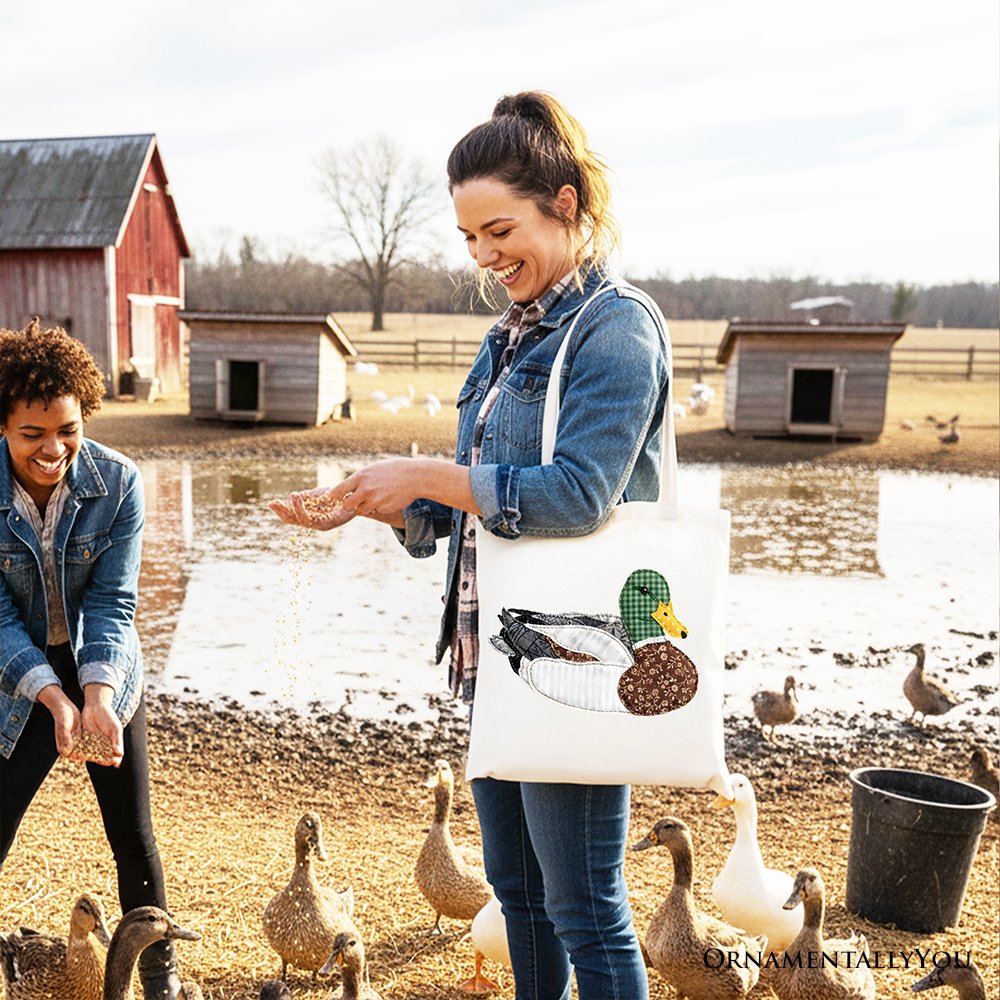 Mallard Duck Faux Patchwork Tote Bag and Shopper