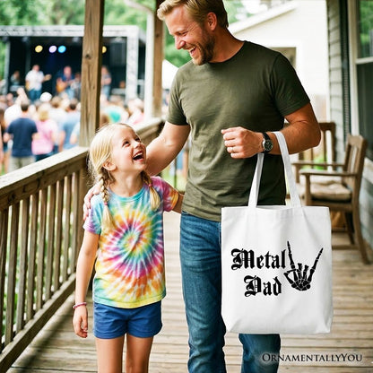 Metal Dad Skeleton Tote Bag and Rock Sign