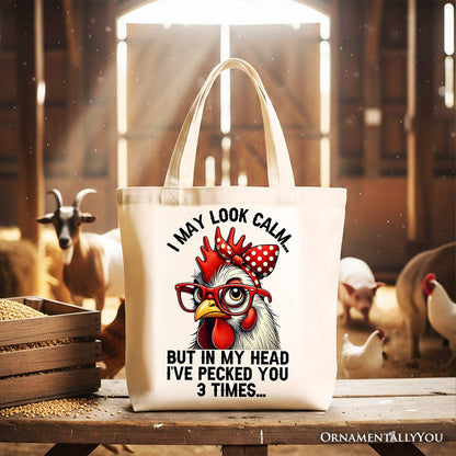 Sassy Chicken Tote Bag With Red Glasses And Bow
