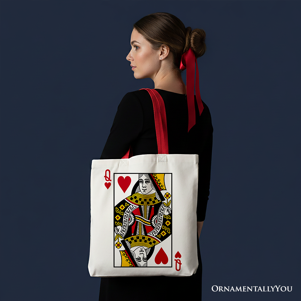 Queen of Hearts Crown Canvas Tote Bag, Royal Retro Valentine Gift Bag
