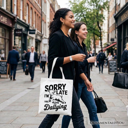 Sorry Im Late Funny Lamb Tote Bag for Women