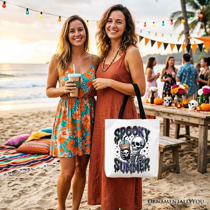 Spooky Summer Skeleton Tote Bag for Coffee Fans