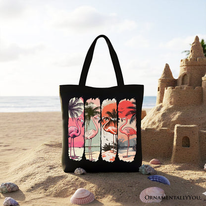 Vintage Flamingo Canvas Tote Bag and Beach Gift