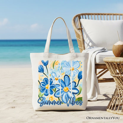 Summer Brushstroke Flowers and Canvas Tote Bag