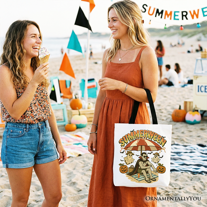 Retro Summerween Vampire and Dracula Tote Bag