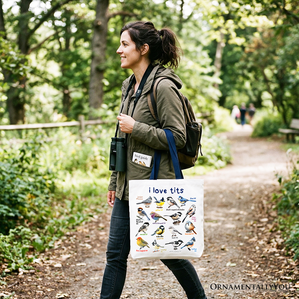 Whimsical Bird Tit Tote Bag and Birder Gifts