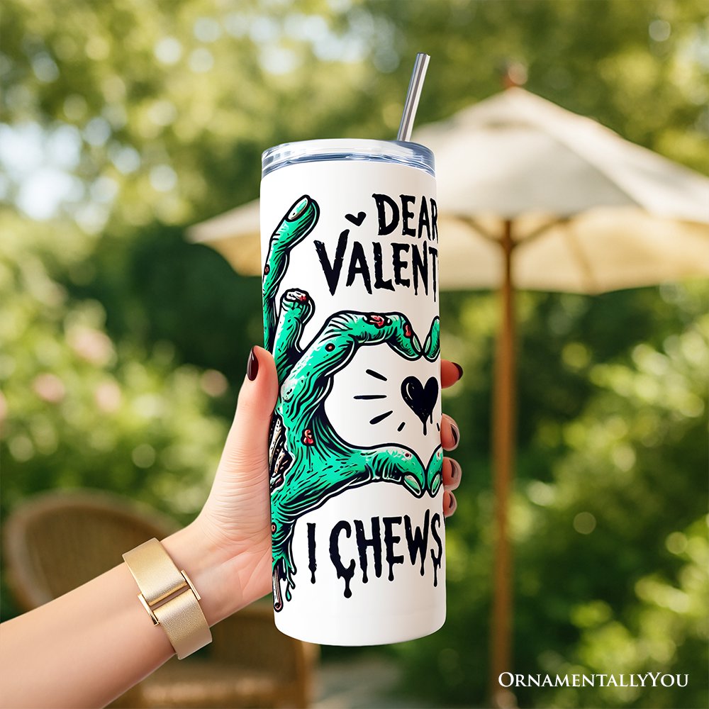 Vaso Zombie Valentine Hands I Chews You con tapa y pajita de acero inoxidable, divertido regalo de viaje para la temporada de terror de primavera.