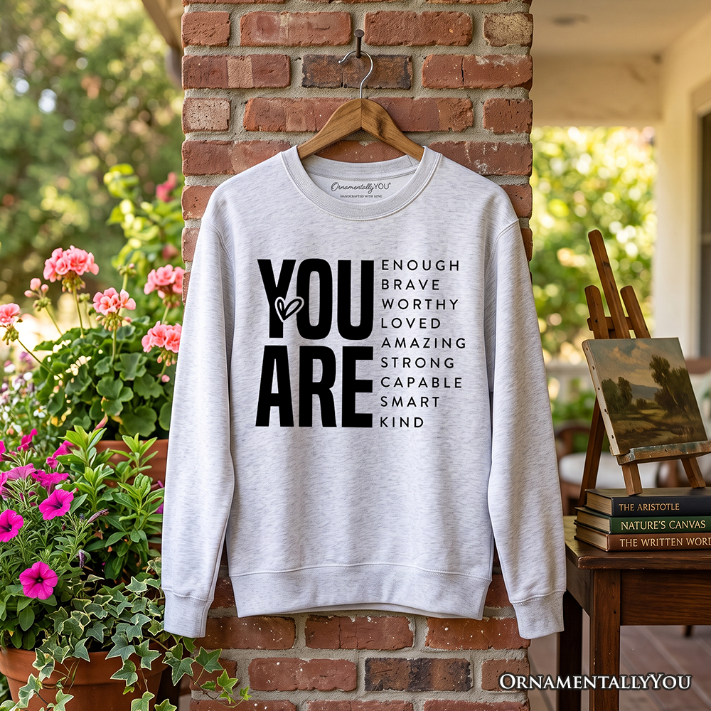 Minimalist White Sweatshirt With Encouraging Text