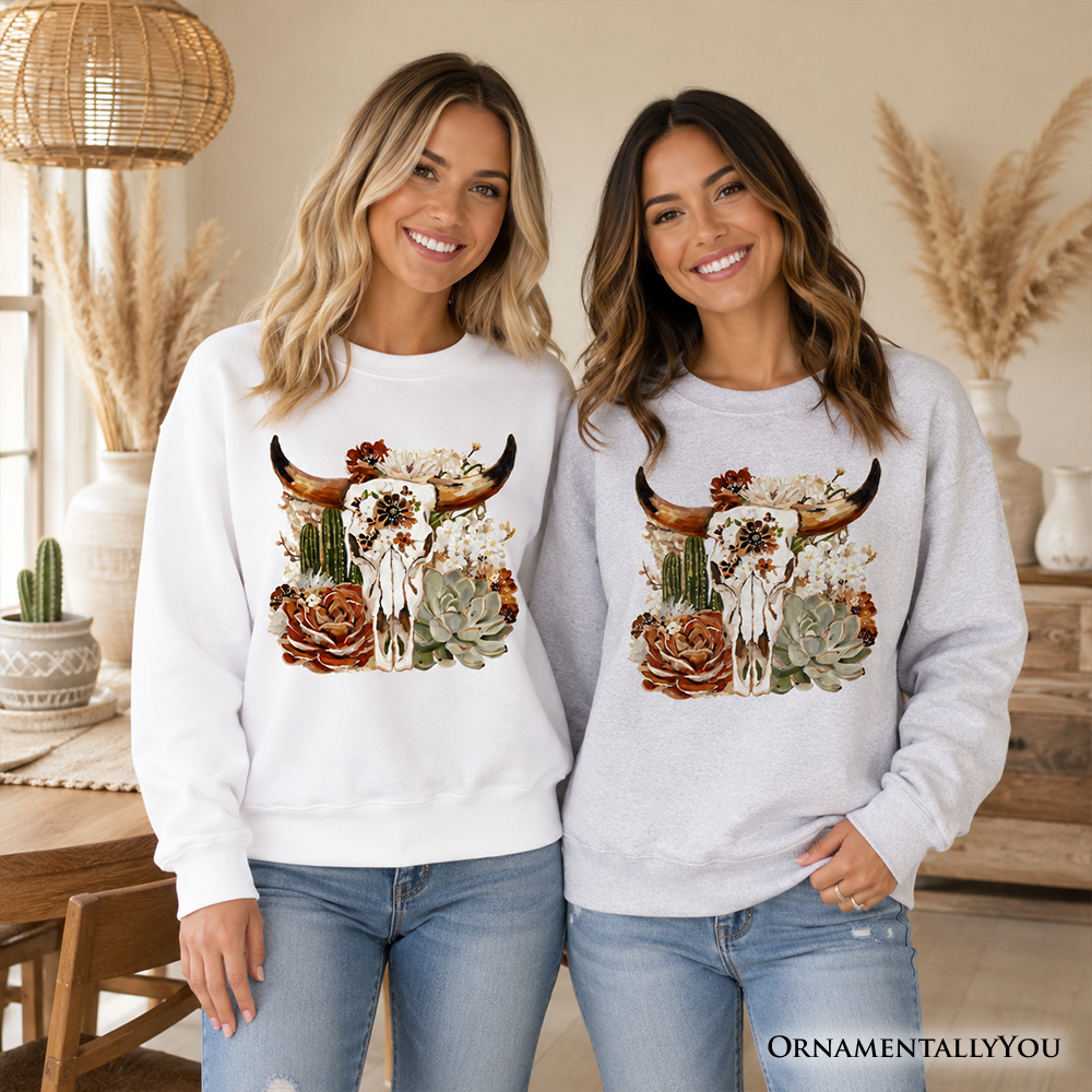 Boho Floral Cow Skull Sweatshirt and Western Look