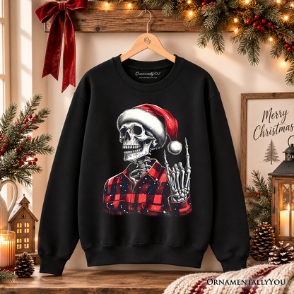 Buffalo Plaid Christmas Skeleton Sweatshirt