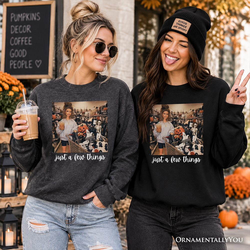 Just a Few Things Halloween Shopping Sweatshirt black and gray two-pack with photo collage by OrnamentallyYou on Tampa Home & Garden Store