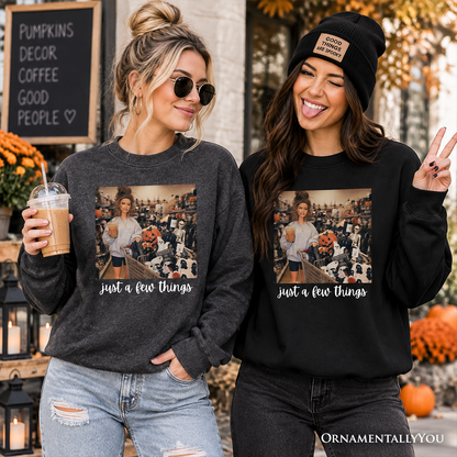 Just a Few Things Halloween Shopping Sweatshirt black and gray two-pack with photo collage by OrnamentallyYou on Tampa Home & Garden Store
