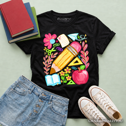 Soft Kids Floral Pencil Tee Shirt For School