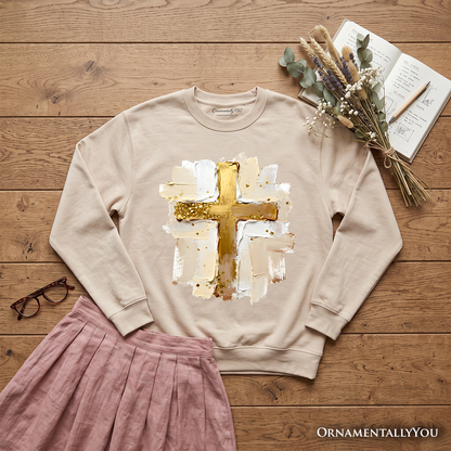 Oil Brushstroke Cross Christian Sweatshirt