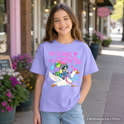 Off to Cause a Kerfuffle Kids Funny Shirt