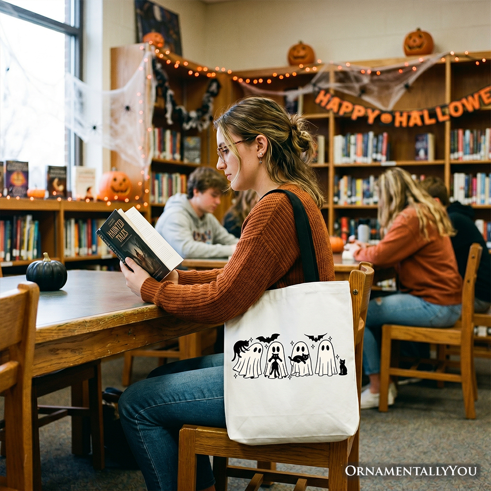 Cute Ghost Teacher Halloween Canvas Tote Bag