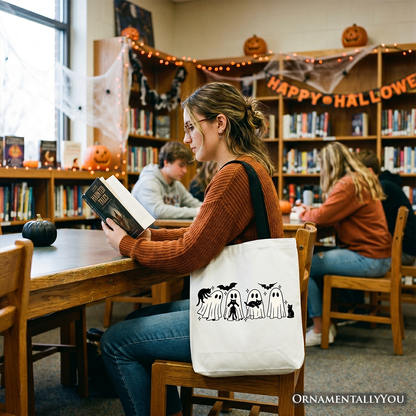 Cute Ghost Teacher Halloween Canvas Tote Bag