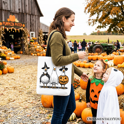 Haunting Honkers Goose Halloween Canvas Tote