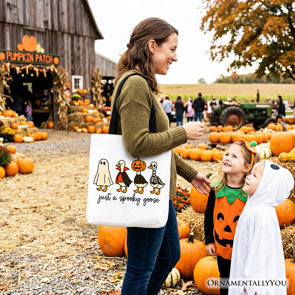 Just a Spooky Goose Canvas Tote Bag for Halloween