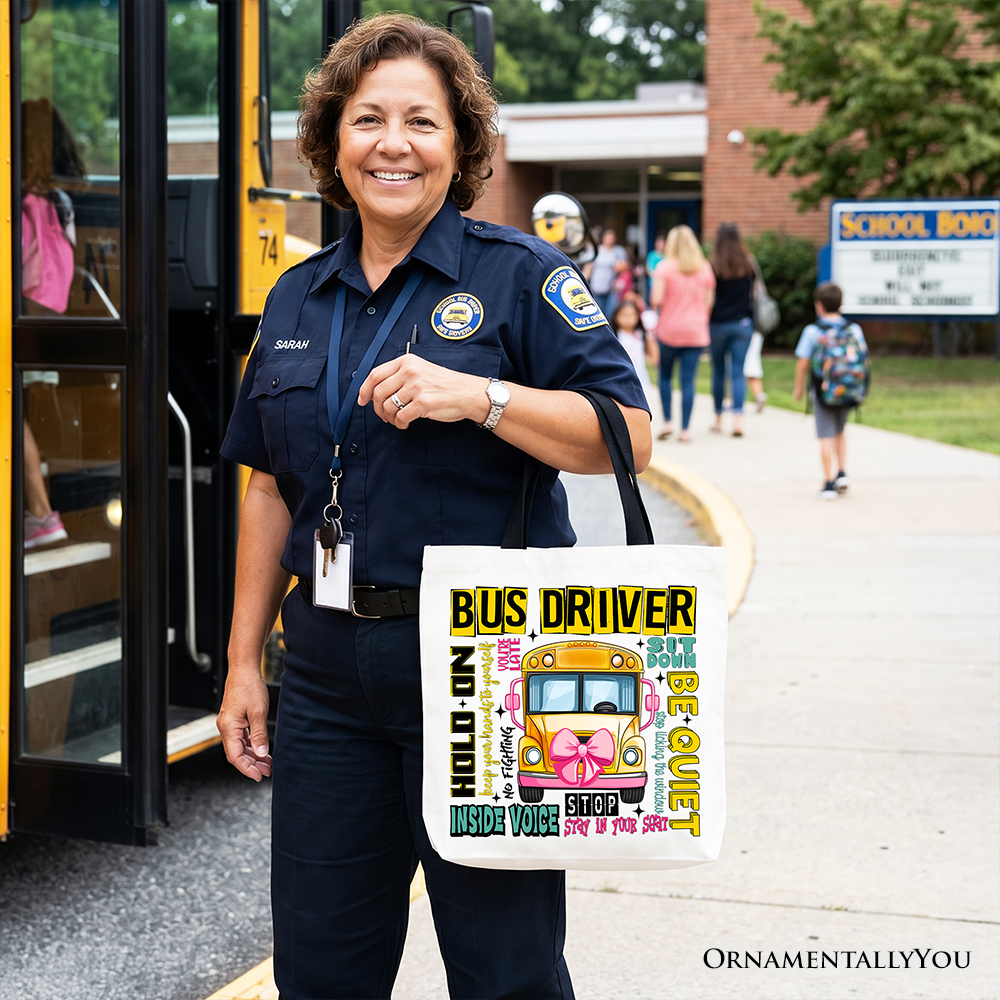 School Bus Driver Canvas Shoulder Tote Bag