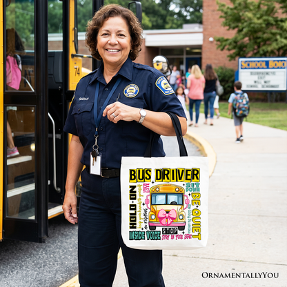 School Bus Driver Canvas Shoulder Tote Bag