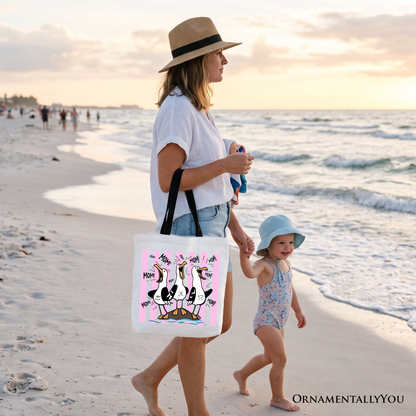 A Funny Seagull Mom Coquette Canvas Tote Bag