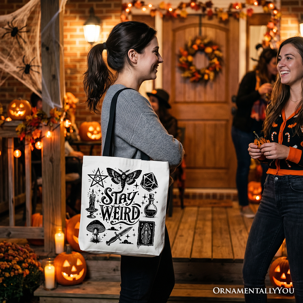 Stay Weird Witchy Canvas Tote Bag For Women