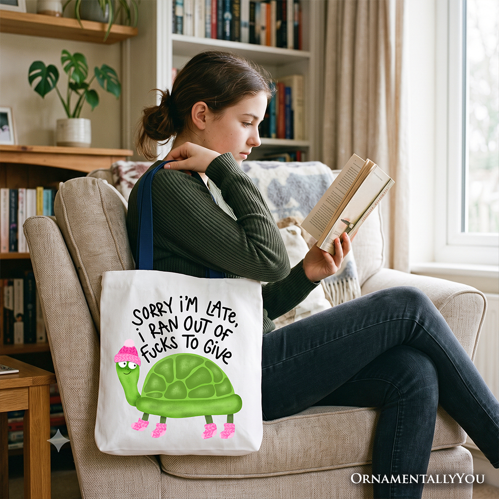Sarcastic Turtle Tote Bag And A Funny Canvas Gift