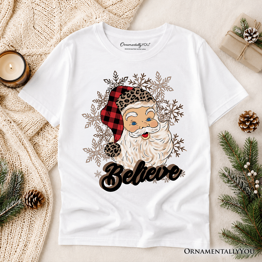 Retro Kids And Santa Buffalo Plaid Tee Shirt