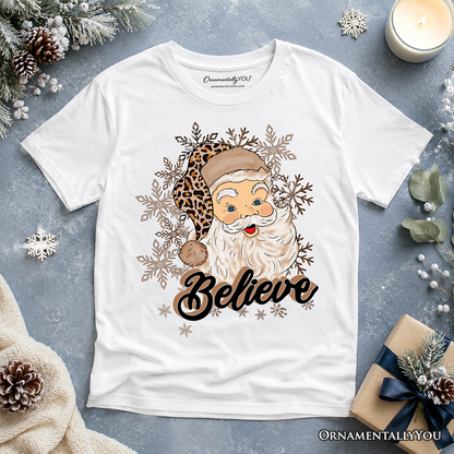 Kids Believe Santa Cheetah Print Christmas Tee