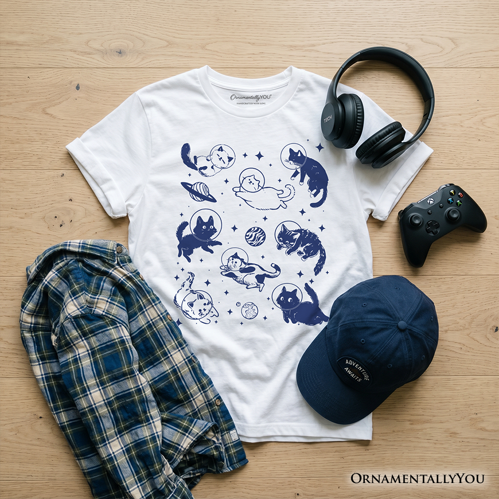 Kids Cats and Astronaut Space Retro Cotton Tee