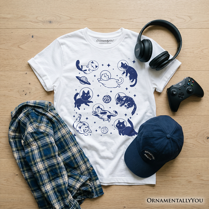 Kids Cats and Astronaut Space Retro Cotton Tee