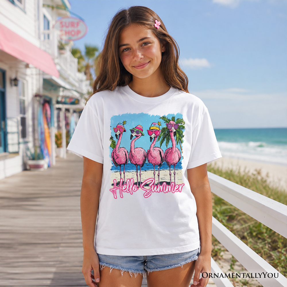 Soft Cotton Tee for Kids Flamingo Summer Beach