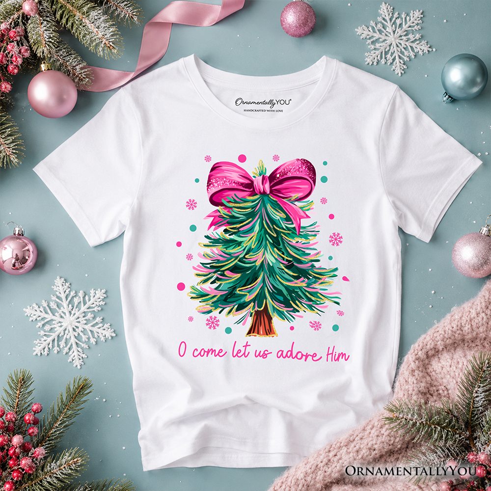 Kids Glitter Christmas Tree and the Bow Tee