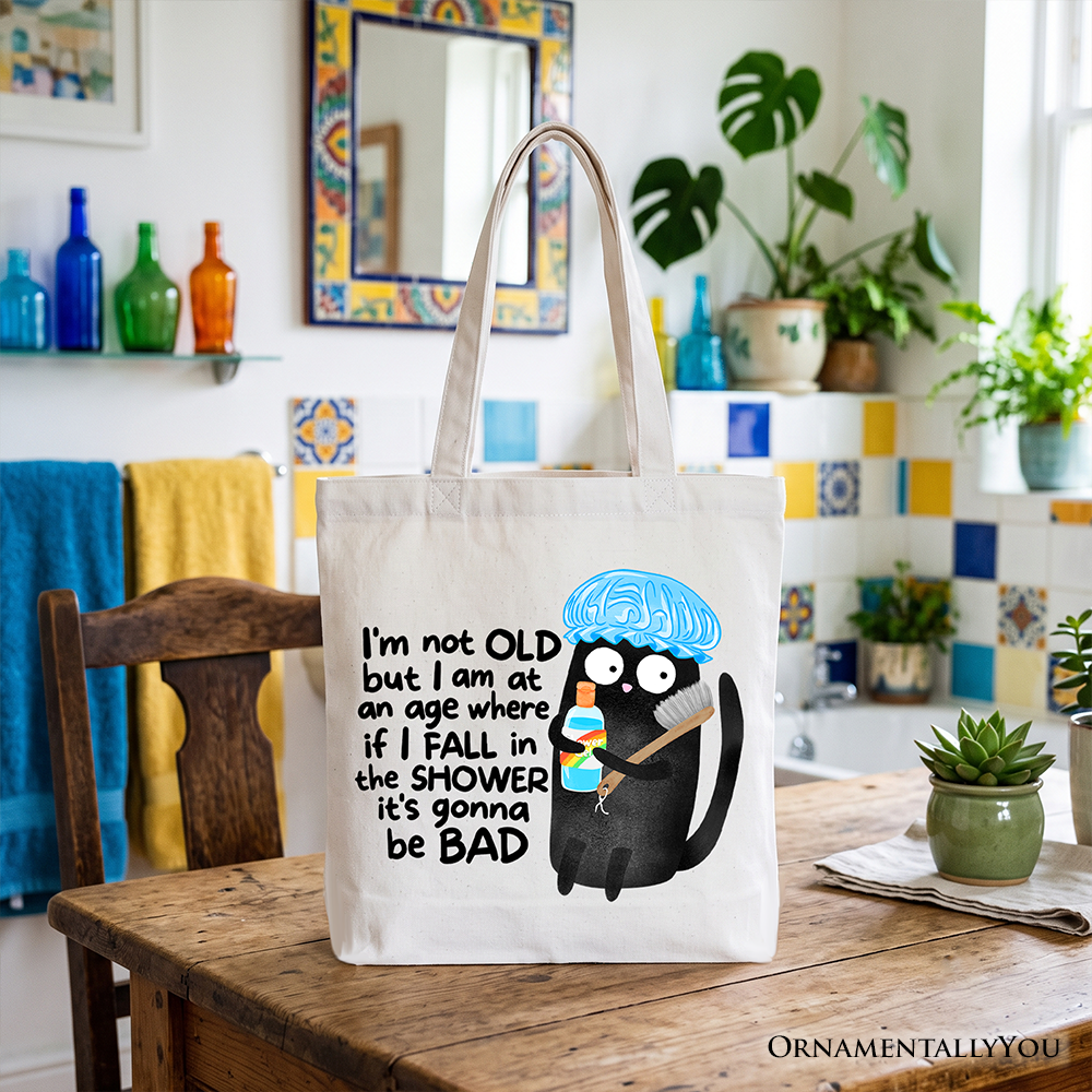 Sarcastic Old Black Cat Shower and Gift Tote