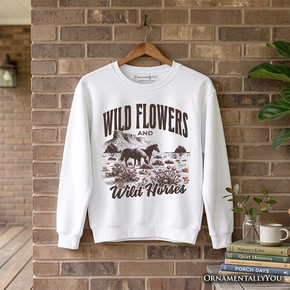 Wild Flowers and Wild Horses Retro Sweatshirt