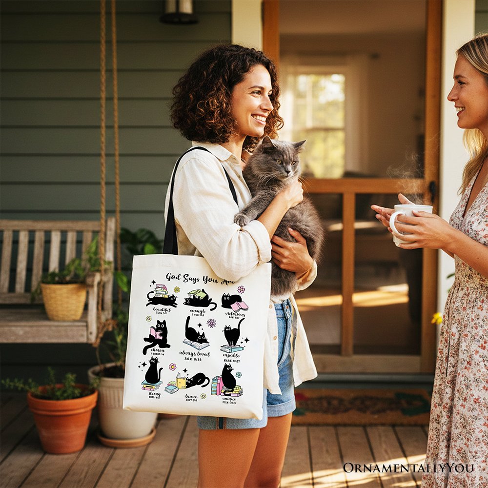 Christian God Says I Am Book Cat Tote Bag
