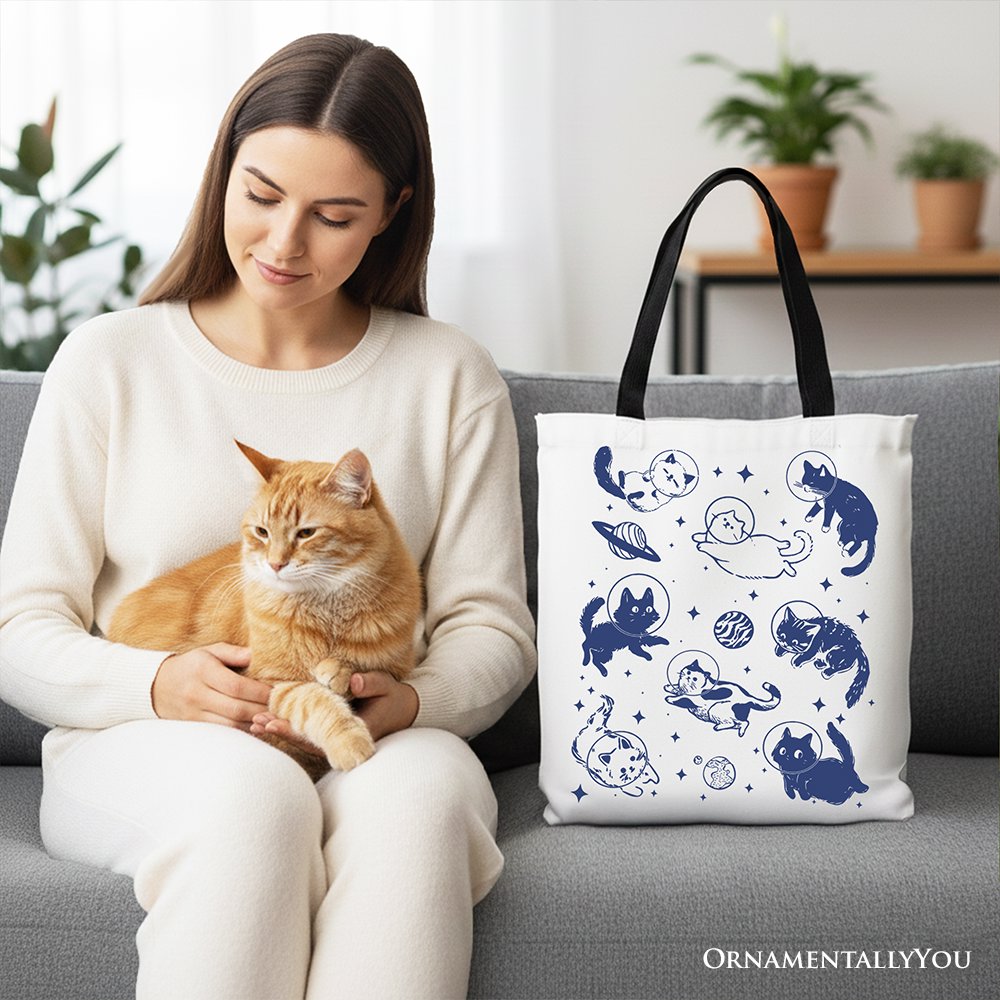 Funny and Retro Astronaut Canvas Tote Bag