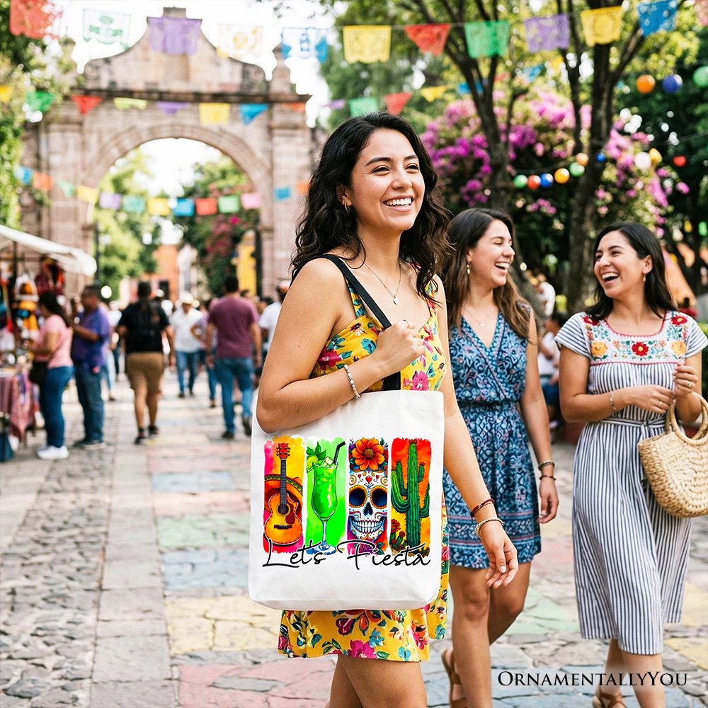 Mexican Brushstroke Canvas Tote for Fiesta