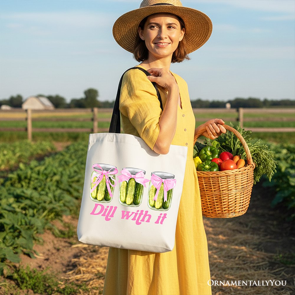 Funny Dill With It Canvas Tote Bag And Pickles